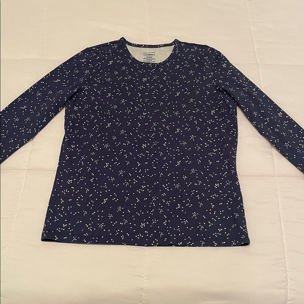 L.L. Bean • NWOT Small Regular Navy Long Sleeve Shirt with White Speckles
